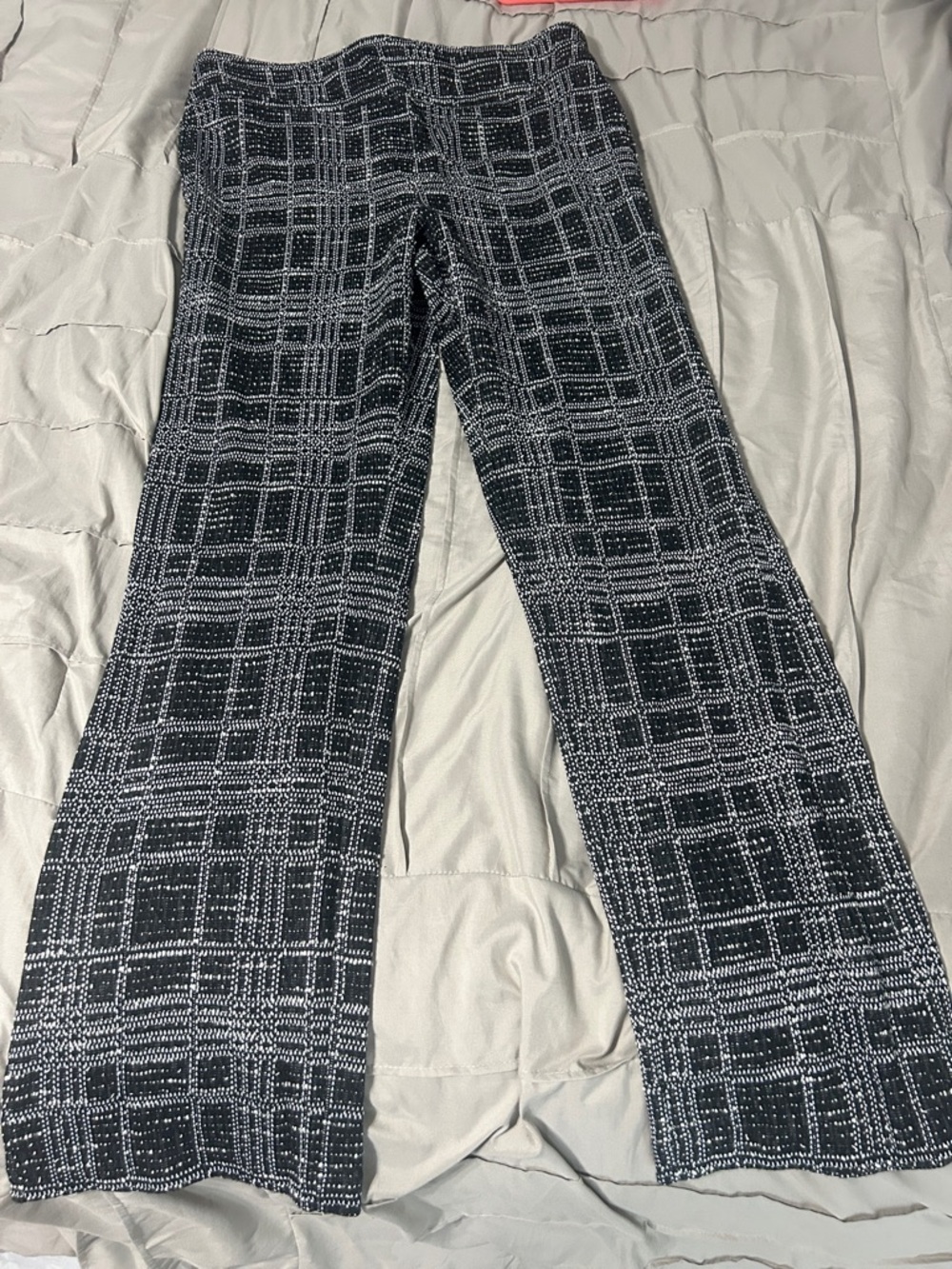 Black & White Plaid Wide-Leg Pants